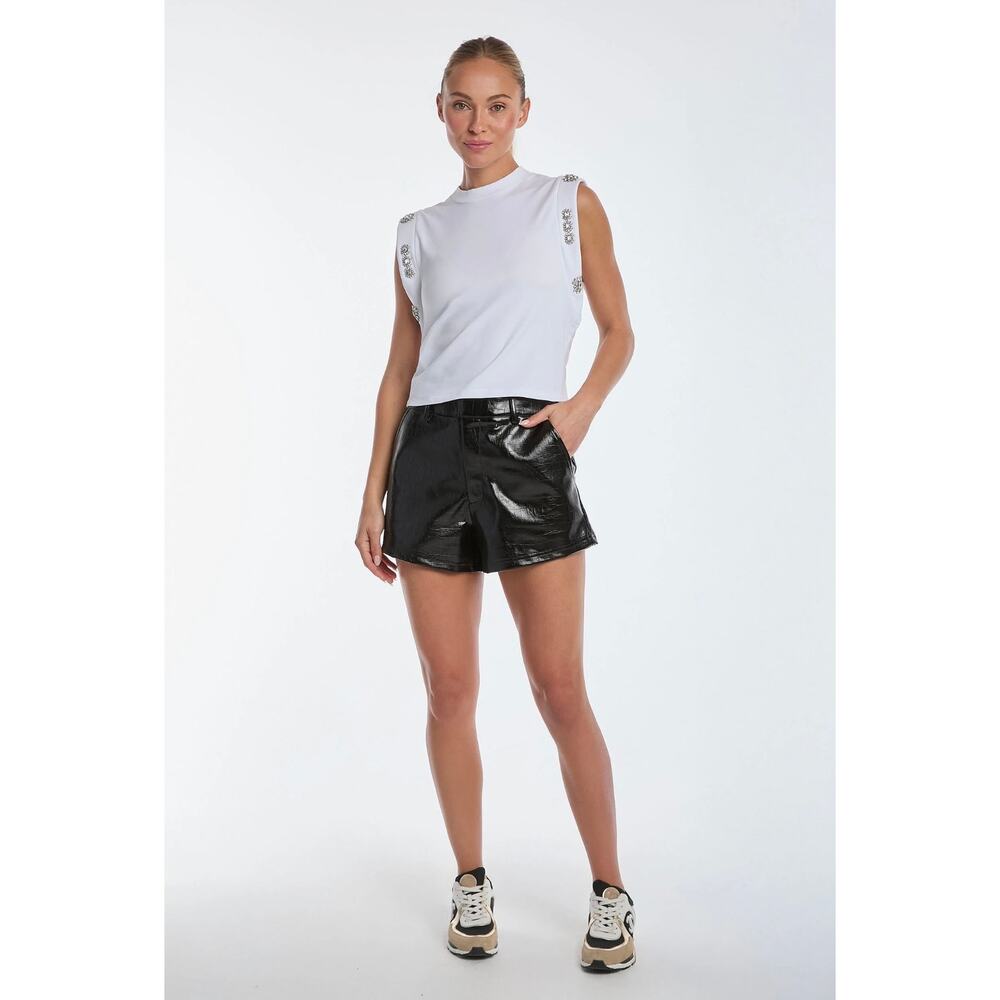 NOLI Yoga Jaclyn Faux Croc Patent Black Shorts